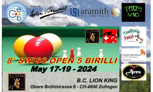 THE 8TH SWISS OPEN 5 PINS IS NOW A CEB TOURNAMENT