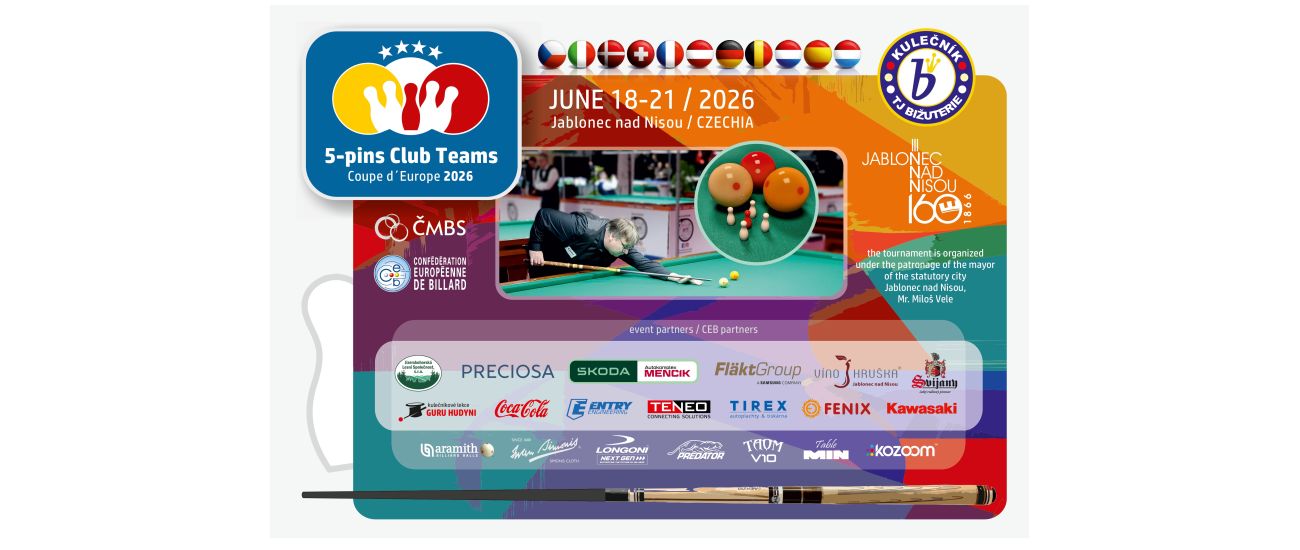 THE COUPE D'EUROPE 5-PINS STARTS TOMORROW IN JABLONEC, CZECHIA