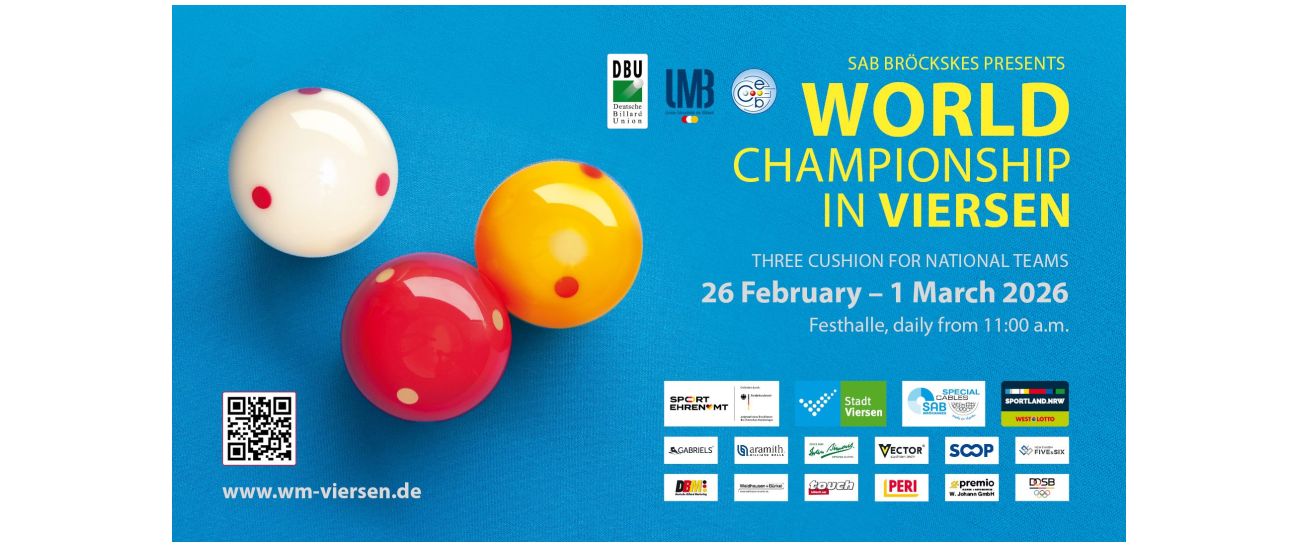 COUNTDOWN TO THE 38TH WORLD CHAMPIONSHIP 3-CUSHION NATIONAL TEAMS